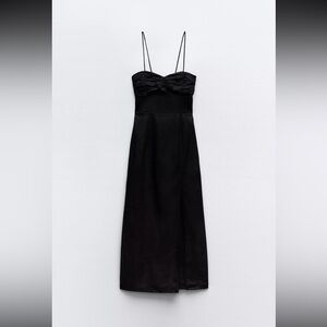 NWT Zara Linen Midi Dress in Black